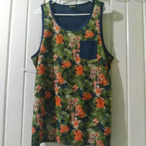 hollister tank top floral jersey knit-medium LIKE NEW